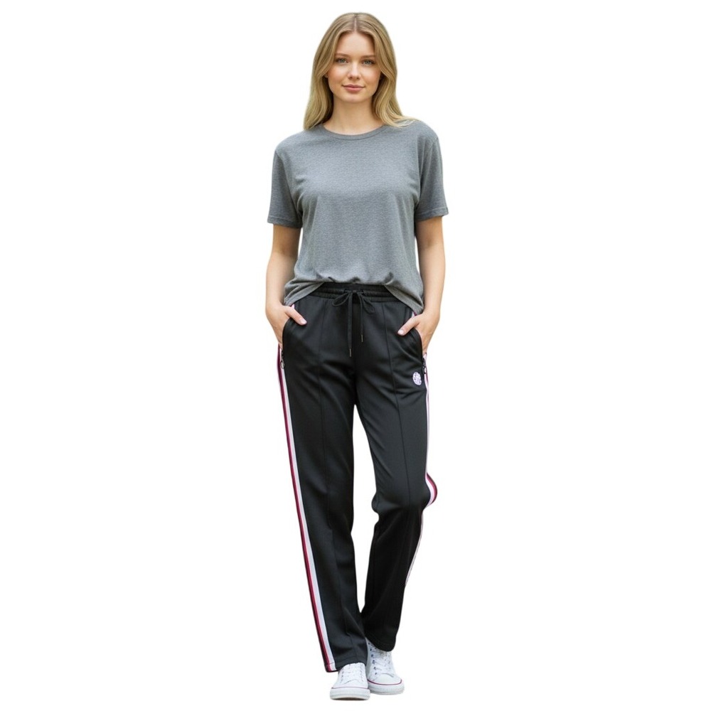 One 5 One Womens High Rise Track Pants Black Red White Side Stripe Size 1X
